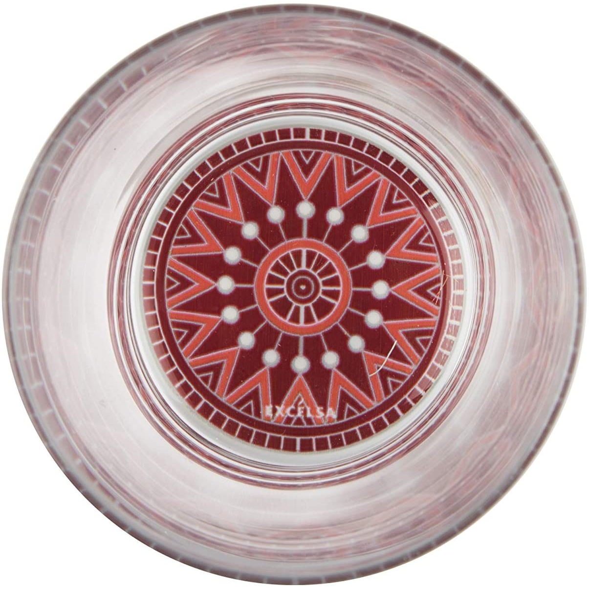 Acquista online Excelsa set 6 bicchiere vetro Mandala rosso fondo decorato cod.63391 Excelsa